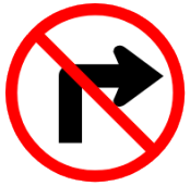 placa de trânsito proibido virar a direita