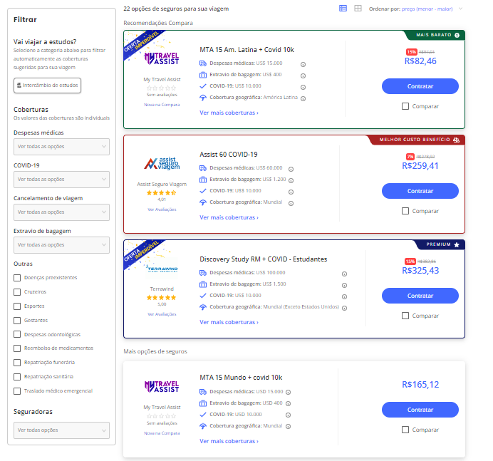 salvamento de tela com ofertas do seguro viagem argentina 