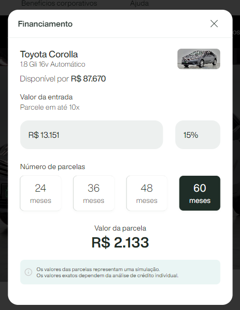 creditas auto simular financiamento